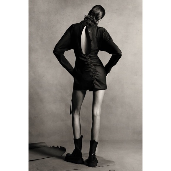 Zara Blogger Favorite Mini Dress with Knot in Midnight Navy Size M NWT - Picture 5 of 16